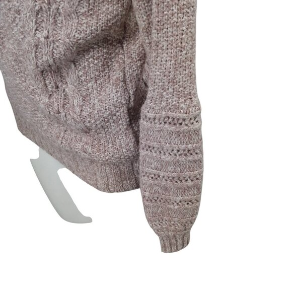Sleeping On Snow Beige Cowl Neck Cable Neck Puff Sleeve Sweater Size XS Anthro - Picture 8 of 13